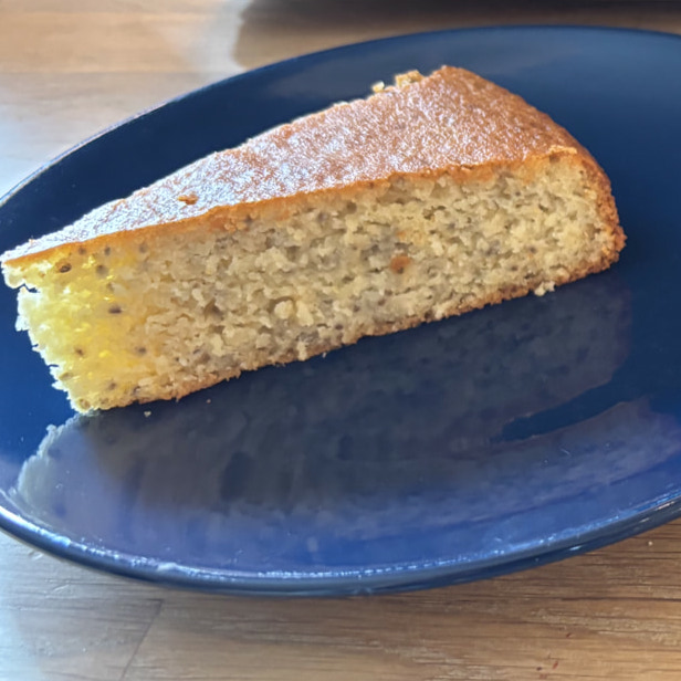 cake on a blue plate